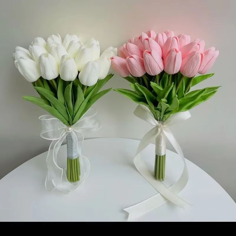 Artificial Tulip Bouquet Real Touch Fake Flowers For Home Wedding Party Decorations 135 Pcs 5