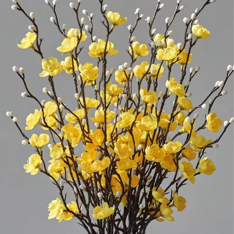 Elegant Artificial Plum Blossom Branch 2165inch Faux White Wintersweet Stem For Home Office Decor 1