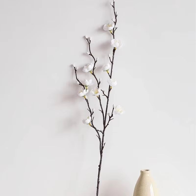 Elegant Artificial Plum Blossom Branch 2165inch Faux White Wintersweet Stem For Home Office Decor 3