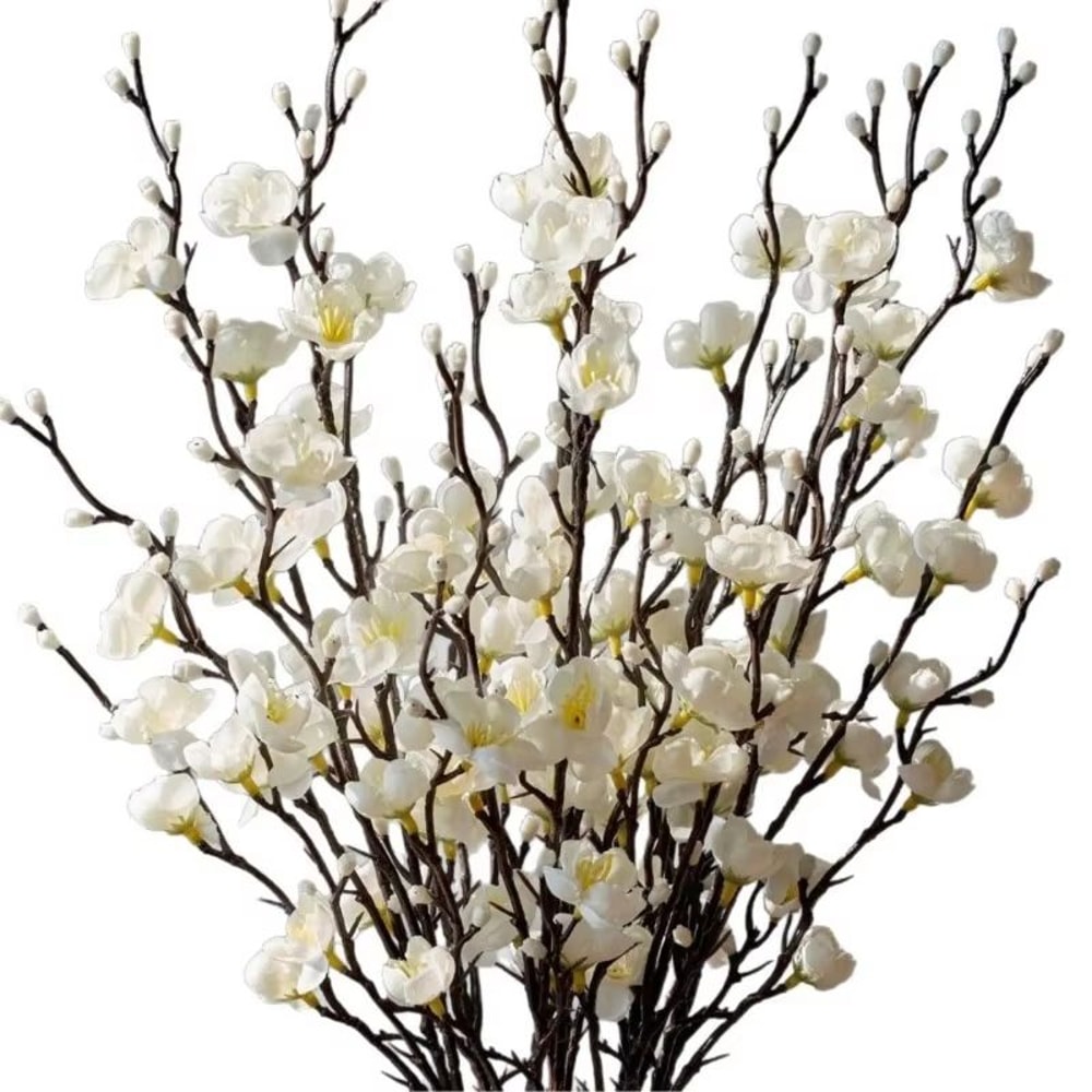 Elegant Artificial Plum Blossom Branch 2165inch Faux White Wintersweet Stem For Home Office Decor 4
