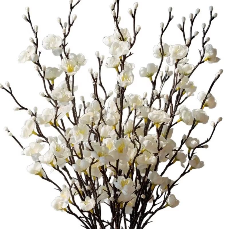 Elegant Artificial Plum Blossom Branch 2165inch Faux White Wintersweet Stem For Home Office Decor 4