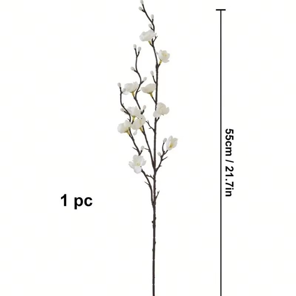 Elegant Artificial Plum Blossom Branch 2165inch Faux White Wintersweet Stem For Home Office Decor 5