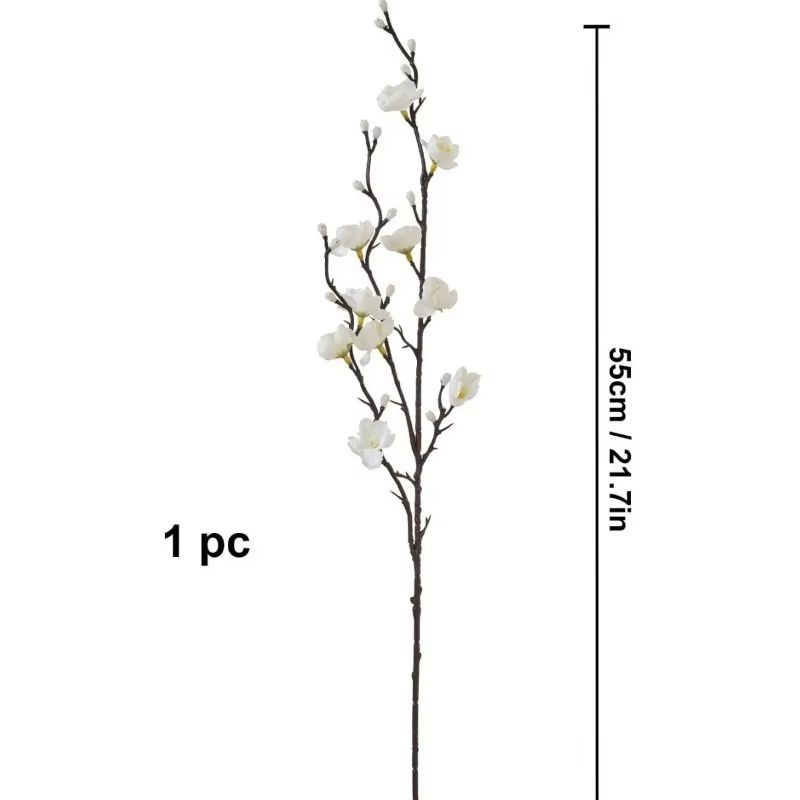 Elegant Artificial Plum Blossom Branch 2165inch Faux White Wintersweet Stem For Home Office Decor 5