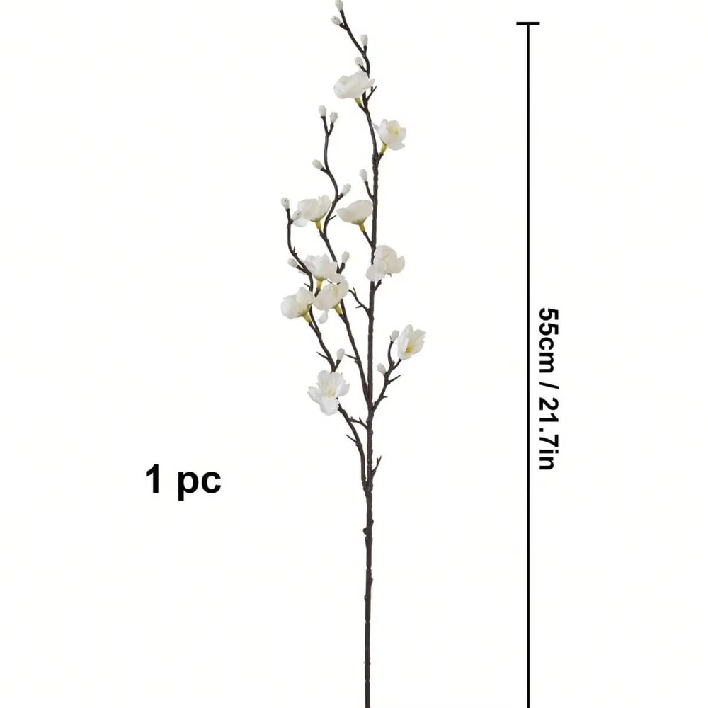 Elegant Artificial Plum Blossom Branch 2165inch Faux White Wintersweet Stem For Home Office Decor 6