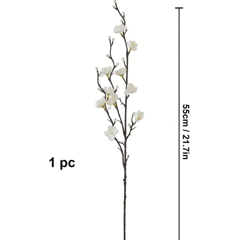 Elegant Artificial Plum Blossom Branch 2165inch Faux White Wintersweet Stem For Home Office Decor 6