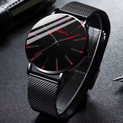 ultra-thin men's business watch – minimalist quartz wristwatch with mesh band
