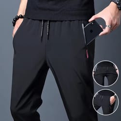 men's casual slim fit jogger pants – straight elastic waist trousers