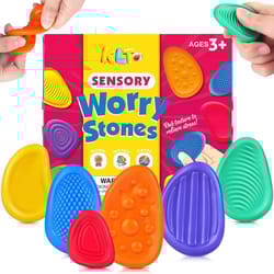 fidget sensory silicone stones – 6-pack textured stress relief toys for adults and kids with autism or anxiety