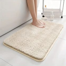 ultra-absorbent anti-slip bathroom mat – thick, long-hair, machine-washable toilet rug