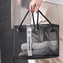 eco mesh 2-in-1 collapsible drain basket – portable travel toiletry & swim organizer bag