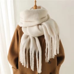 cozylux women's winter scarf – cashmere feel pashmina wrap with tassels