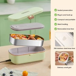 heatwave 900 ml (30 fl oz) electric lunch box – portable self-heating food warmer & steaming cooking pot