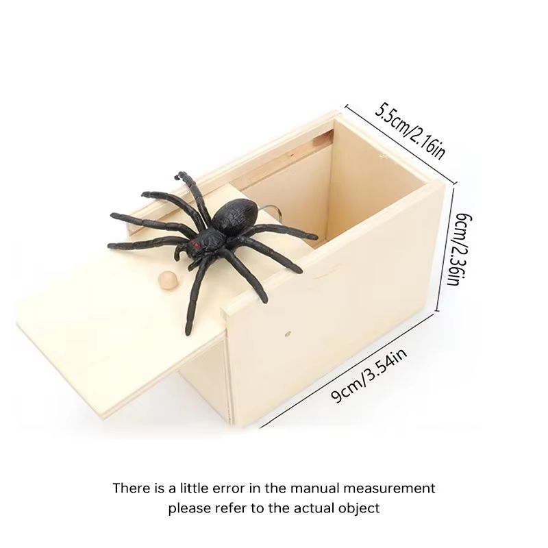Wooden Trick Spider Scare Box Surprise Prank Hidden Box For Friends Office Party Gags 3