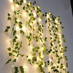 greenleaf 6.6 ft ivy vine string lights – artificial green leaf fairy light garland for wedding, party, christmas & home