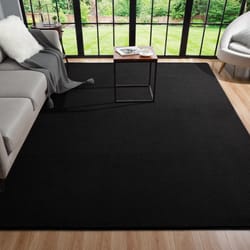 large soft black living room carpet | non-slip rectangular floor rug for children's play mat & home decoration