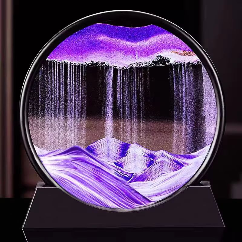 3D Moving Sand Art Picture Round Glass Deep Sea Sandscape Hourglass Quicksand Craft For Office Hom