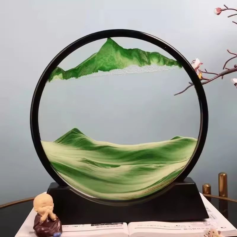 3D Moving Sand Art Picture Round Glass Deep Sea Sandscape Hourglass Quicksand Craft For Office Hom