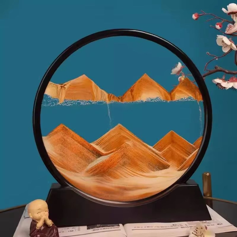 3D Moving Sand Art Picture Round Glass Deep Sea Sandscape Hourglass Quicksand Craft For Office Hom