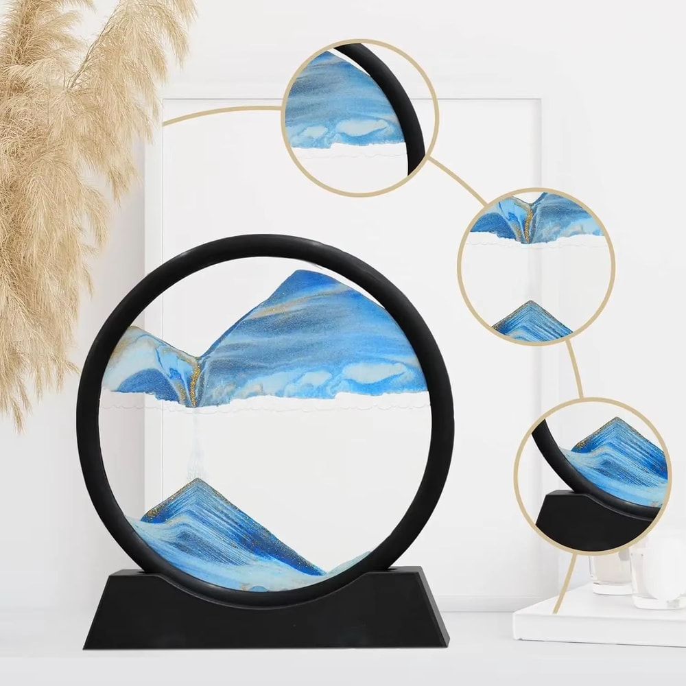 3D Moving Sand Art Picture Round Glass Deep Sea Sandscape Hourglass Quicksand Craft For Office Hom