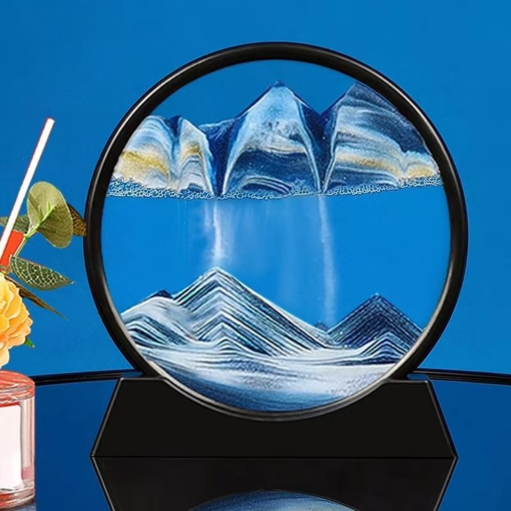 3D Moving Sand Art Picture Round Glass Deep Sea Sandscape Hourglass Quicksand Craft For Office Hom