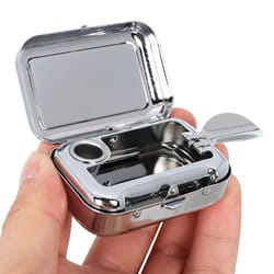 locksafe portable mini metal ashtray – compact car & desktop smoke-proof holder