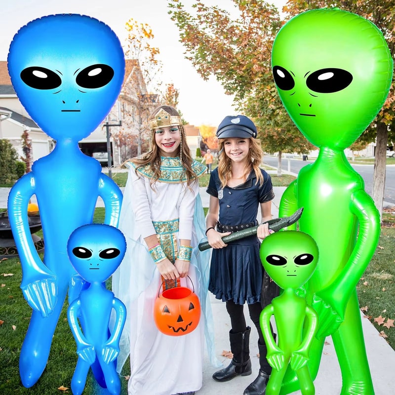 CosmicFun Inflatable Alien Duo 2Pack PVC Toys For Halloween Thanksgiving Christmas Decor 0