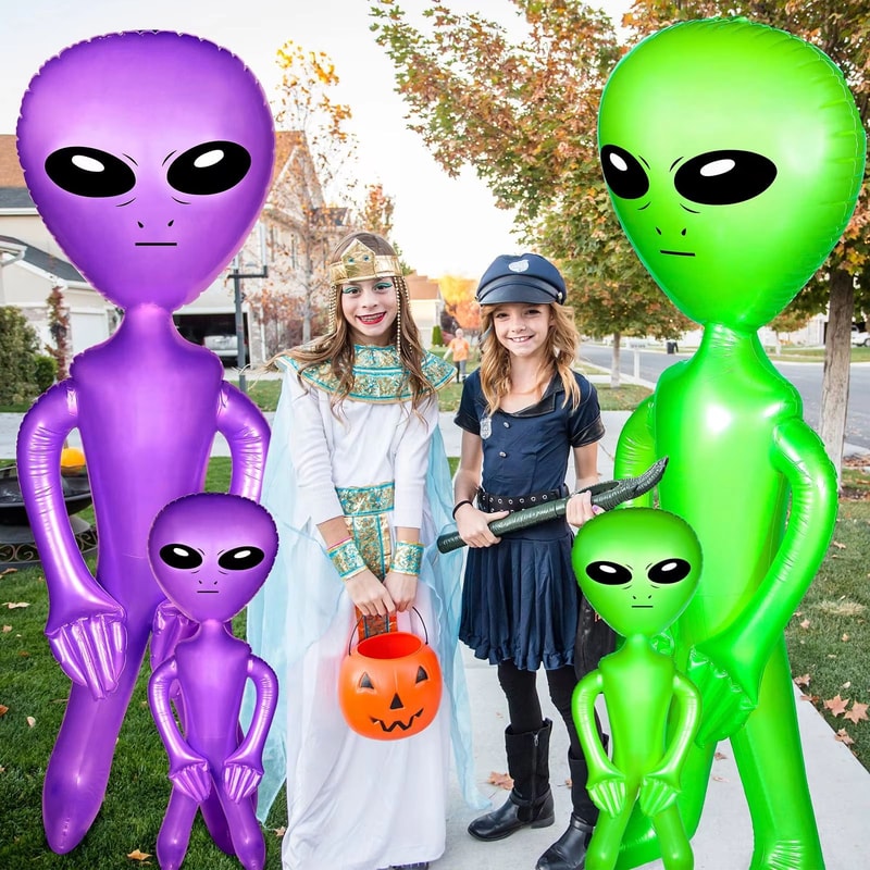 CosmicFun Inflatable Alien Duo 2Pack PVC Toys For Halloween Thanksgiving Christmas Decor 2