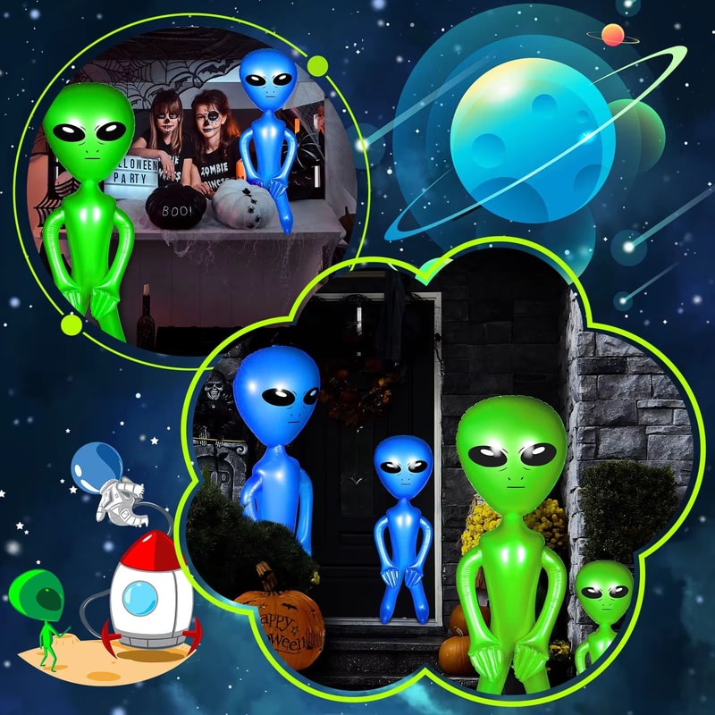 CosmicFun Inflatable Alien Duo 2Pack PVC Toys For Halloween Thanksgiving Christmas Decor 4