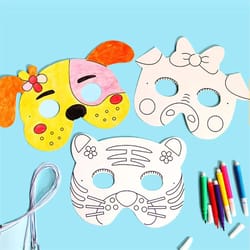 kids 8-piece cartoon animal diy mask craft kit