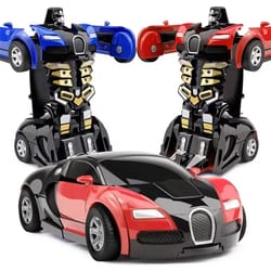 2-in-1 auto-transforming collision robot car toy