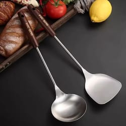 stainless steel wok spatula and ladle kitchen utensil set