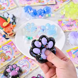 kawaii taba cat paw plush fidget squeeze toy