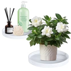 10-inch round silicone bathroom tray – marble pattern vanity dish for home decor & organization