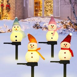 led snowman solar garden light outdoor ground stake christmas pathway lawn decoration
