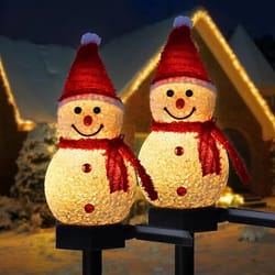 solar led snowman pathway stake lights outdoor christmas lawn and yard garden decor illumination