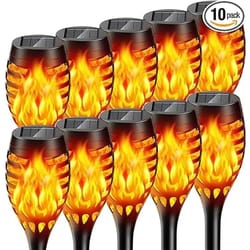 solar flame torch lights flickering waterproof outdoor garden and pathway decor set