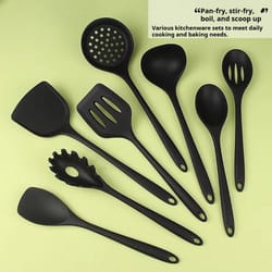 nonstick-safe silicone kitchen utensil set with spatula, soup ladle, and slotted spoon (1/4/8pcs)