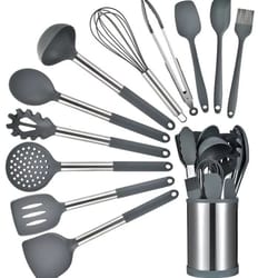 12-piece 360° rotating base silicone kitchen utensil set heat-resistant non-toxic cooking and baking tools