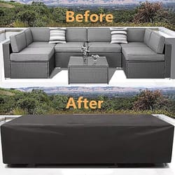 waterproof 210d oxford outdoor furniture cover for patio sofa and garden sets (black/silver)