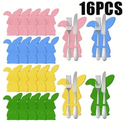 16-Piece Easter Tableware Decoration Set Knife and Fork Bags for Festive Easter Table Decor