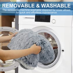 orthopedic human dog bed – 71" x 40" adult-sized lounger with removable cover (light grey)