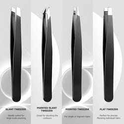 4-piece precision tweezers set – professional stainless steel kit for eyebrow shaping & splinter removal