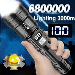 high power usb rechargeable led flashlight with built-in battery for camping and emergency use