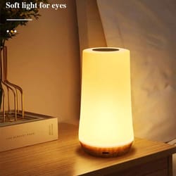 rechargeable rgb led night light table lamp with remote control and touch sensor for bedside or home decor