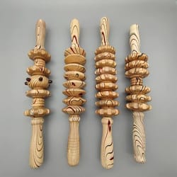 wood roller massage tool for cellulite relief and body shaping with muscle recovery benefits