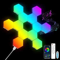 rgb led hexagon light bluetooth wall lamp with app and remote control for gaming room and bedroom