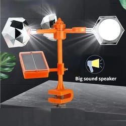 solar powered 3 in 1 bird repeller ultrasonic sound wind motion and reflective flash for orchard farm garden pond