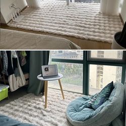 imitation rabbit hair bubble carpet fluffy soft floor rug