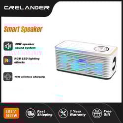 crelander y19 bluetooth speaker with wireless charging and rgb led