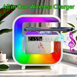 home bluetooth speaker with wireless charger and rgb alarm clock